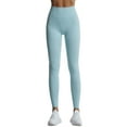thumbnail image 1 of TWZH Women Solid Color Rib-Knit High Waist Stretchy Workout Yoga Legging, 1 of 7