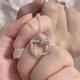 thumbnail image 4 of Collar de cristal Rosa Sanrio de Hello Kitty, cadena de joyería de Anime de aleación de plata, encanto femenino, accesorios de San Valentín, regalo para niña, 4 of 4