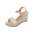 thumbnail image 2 of Taylonsss Women's Plus Size Fashion Casual Beach Wedge Sandals with Adjustable Ankle Strap Comfortable Footbed for Spring Summer Vacation Daily Wear, 2 of 9