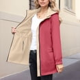 thumbnail image 2 of Windbreaker Jacket Women Outdoor Plus Size Hooded Long Sleeve Solid Color Double Sided Coat Winter Sports Casual Jacket Outerwear with Pockets, 2 of 9