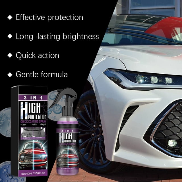 Spray de recubrimiento cerámico 3 en 1 de alta protección (100 ml) | Resistente al agua, al aceite y a la suciedad | Sellador de pintura para coche, potenciador de brillo y resistente a arañazos