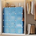 thumbnail image 3 of 12-Cube Modular Shoe Storage Cabinet with Doors – Stackable, Expandable Plastic Organizer – Dustproof, Freestanding Entryway Shoe Rack – Blue, 3 of 8