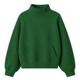 thumbnail image 4 of JJHGVB Crop Sweatshirt For Women Workout Crop Tops Casual Sweatshirts Long Sleeve Sweatshirts Sweatshirt Jumper Top Going Out Sweatshirt No Hood Women’S Sweatshirt A5-Blackish Green L, 4 of 4