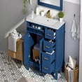 thumbnail image 3 of Spaco 36" Luxury Elegant Bathroom Vanity with Ceramic Sink and Soft Closing Doors, Modern Wood Vanity with 1 Adjustable Shelf and 4 Durable Smooth Soft-close Drawers for Indoor, Blue, 3 of 20