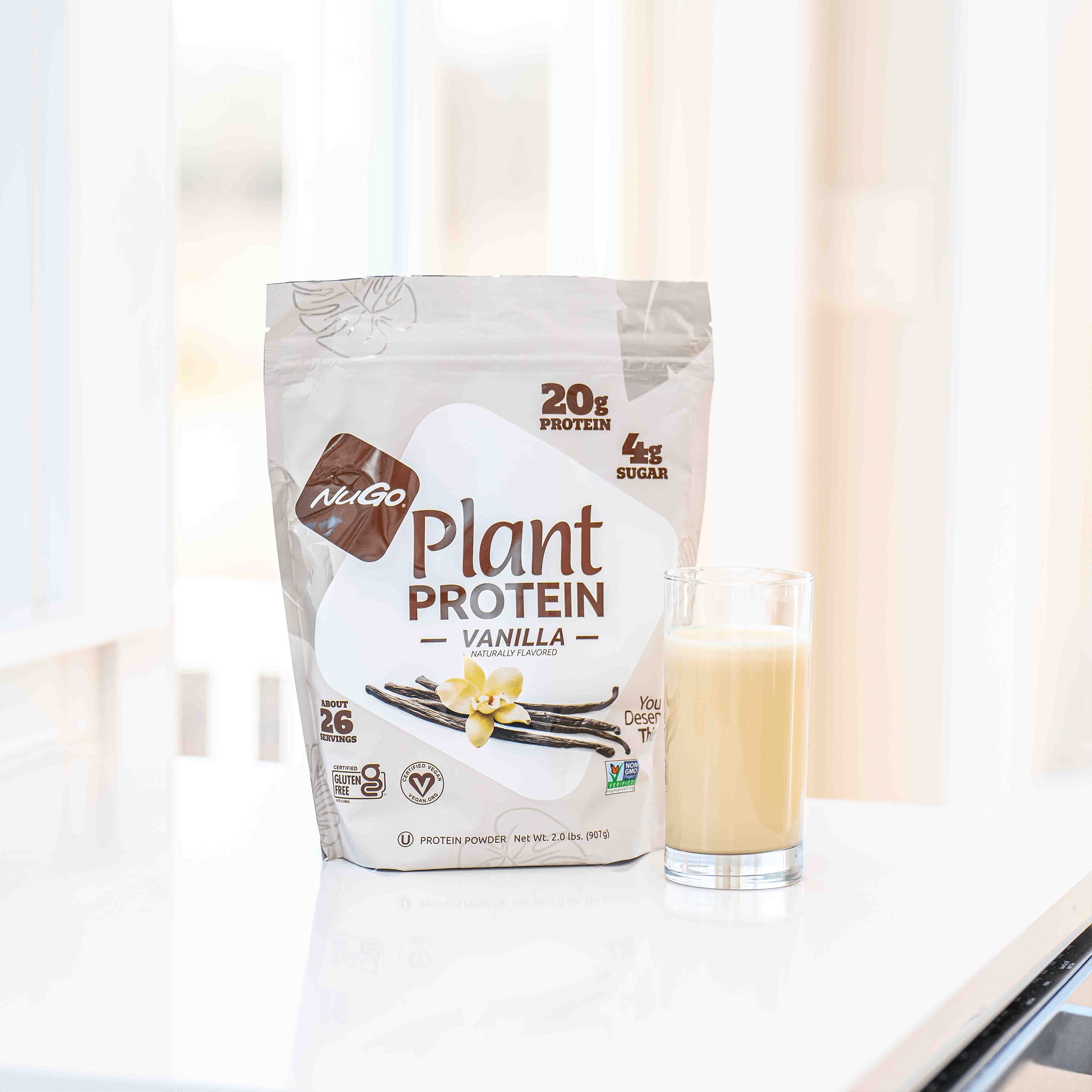 NuGo Plant Protein Powder Vanilla 20g Vegan Pea Protein Gluten Free 2 lbs