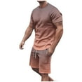 thumbnail image 3 of BiZtdJrK Men Summer 2 Piece Sets Casual Short Sleeve Tshirts Matching Drawstring Beach Shorts Sport Set Fashion Gradient Print Big and Tall Tracksuits Limited Time Sale Orange XXL, 3 of 6