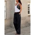 thumbnail image 2 of Women High Waist Solid Wide Leg Long Pants, Loose Fit Casual Trousers for Daily Office School Commute Wear, 2 of 6