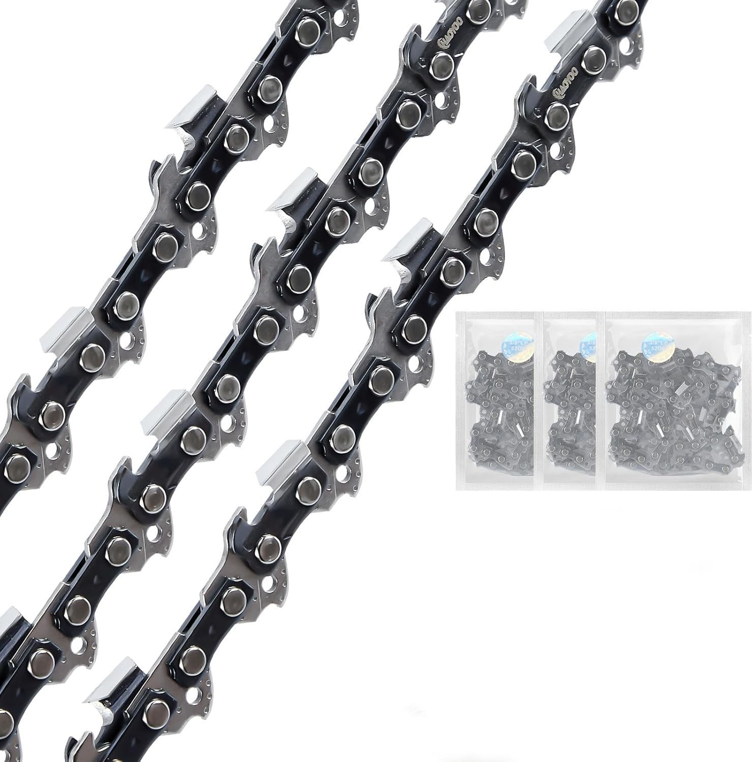 3PC 18 Inch Chainsaw Chain for Oregon CS1500, 18" Chain Replacement for EGO CS1804 CS1800-3/8" Pitch .050" Gauge 62 Drive Links