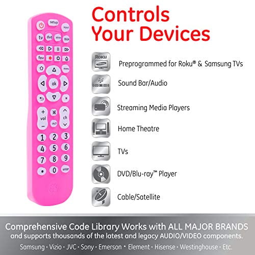 Ge Backlit Universal Remote Control For Samsung Vizio Lg Sony Sharp Roku Apple Tv Tcl Panasonic Smart Tv Streaming Players Blu Ray Dvd 4 Device Pink Walmart Com Walmart Com Ge Backlit Universal Remote Control For Samsung Vizio Lg Sony Sharp Roku Apple Tv Tcl Panasonic Smart Tv Streaming Players Blu Ray Dvd 4 Device Pink Walmart Com Walmart Com