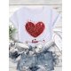 thumbnail image 3 of Valentine's Day Heart-Shaped Pattern Printed T-Shirt - Washed Cotton Short-Sleeved Round Neck Women's T-Shirt, The Perfect Choice For Summer Casual Wear, 3 of 6