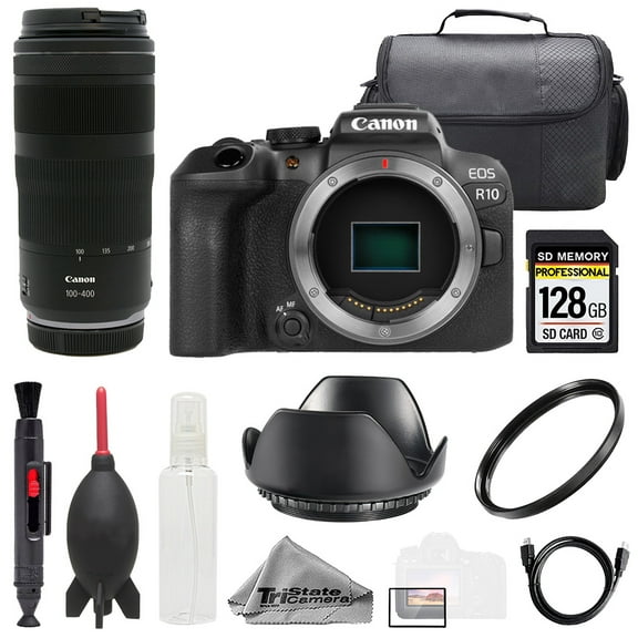 Canon EOS R10 Camera   RF 100-400mm f/5.6-8 IS USM Lens  128GB  Bag  UV Filter- Basic Kit (International Version)