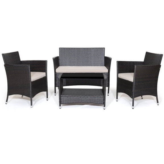 Canddidliike 3 Pieces Acacia Wood Patio Rocking Chair Set, Outdoor Patio Furniture Set with Side Table