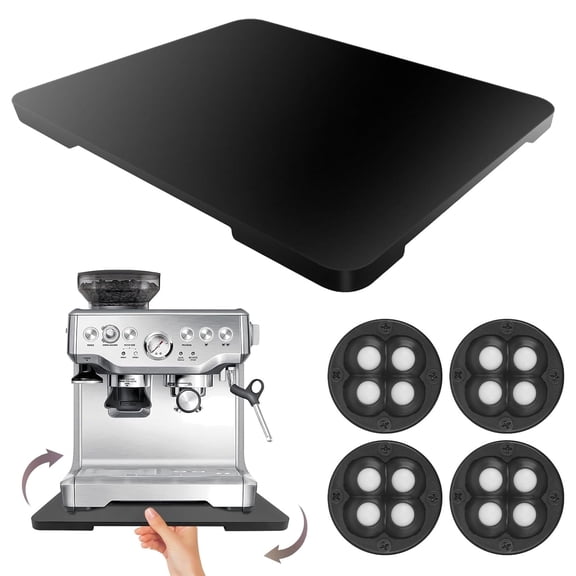 Liwantech Bamboo Appliance Slider with Wheels, 360° Rolling Kitchen Organizer Tray for Coffee Maker & Small Appliances, Under Cabinet Mover, 13"x16"