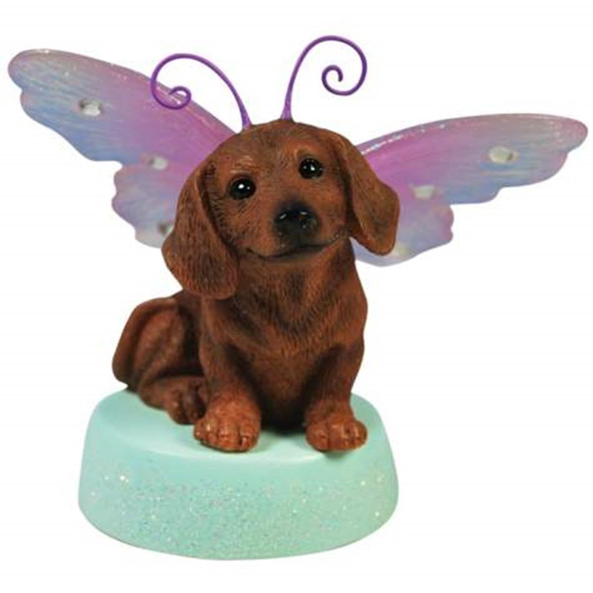 3 Inch Brown Dachshund Puppy Dog with Fairy Wings Lighted Figurine