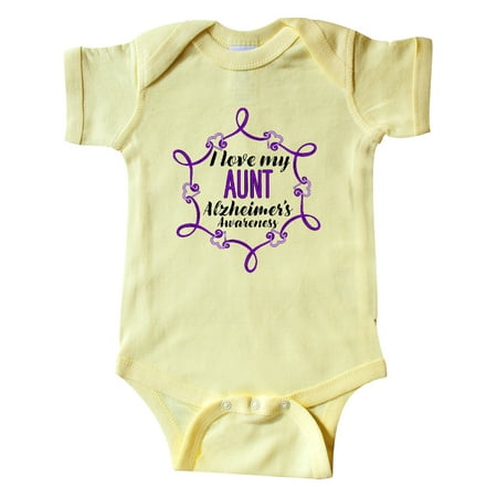 

Inktastic I Love My Aunt Alzheimer s Awareness with Purple Hearts Gift Baby Boy or Baby Girl Bodysuit