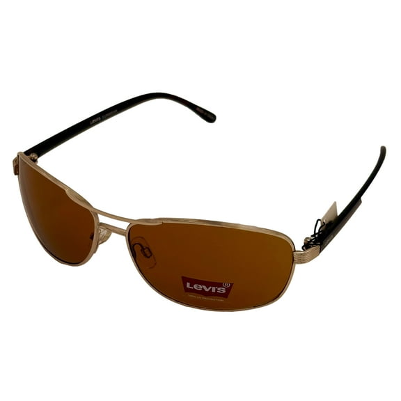 Levi's Gold Metal Men's Rectangle Sunglasses, Brown Lens