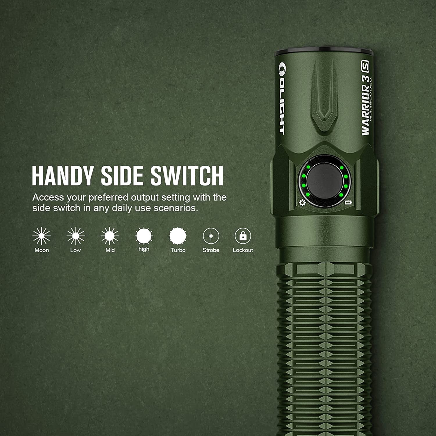 Olight Warrior 3S OD Green Flashlight