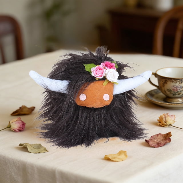 Juguetes de piscina, juguetes para bebés, juguetes para niños pequeños, peluches de vaca de las Tierras Altas de Escocia, figura de vaca de pelo largo, adorno decorativo, accesorio para fiestas, decor