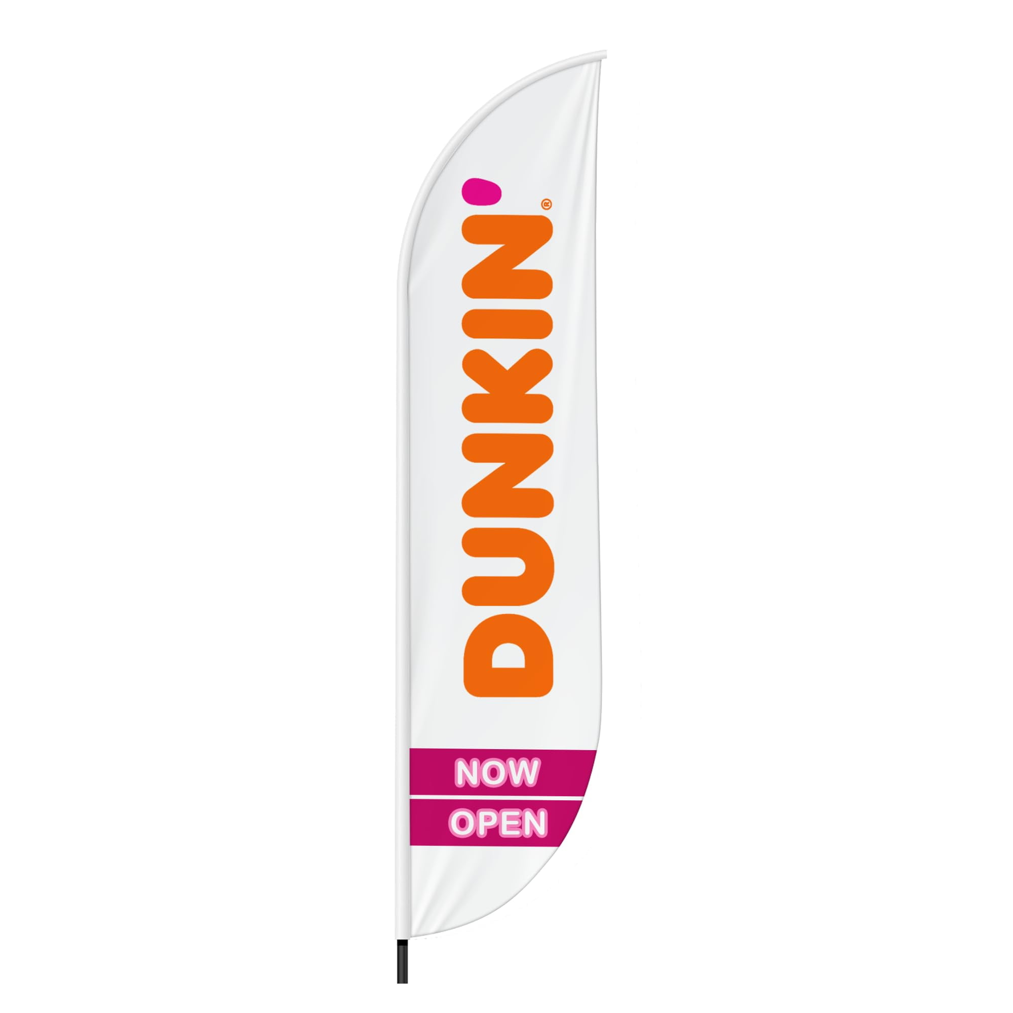 Dunkin Donuts Feather Flag(11.5Feetx2.5Feet) By Dreamcontroller For Business Outside With Optional Add-On Pole(15Feet) and Groundspike | Custom Swooper Flag | Made In Usa