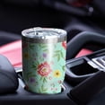 thumbnail image 5 of 30oz Pioneer Flower Floral Print Pattern Tumbler, Double Wall Vacuum Insulated Cup, BPA-Free Leak Proof Lid & Reusable Straws, Hot 12h, Cold 34h, 5 of 6