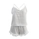 thumbnail image 4 of Gibobby camisones de talla grande Conjuntos de pijamas con volantes de satén de seda sexy para mujer (Blanco, XL), 4 of 4