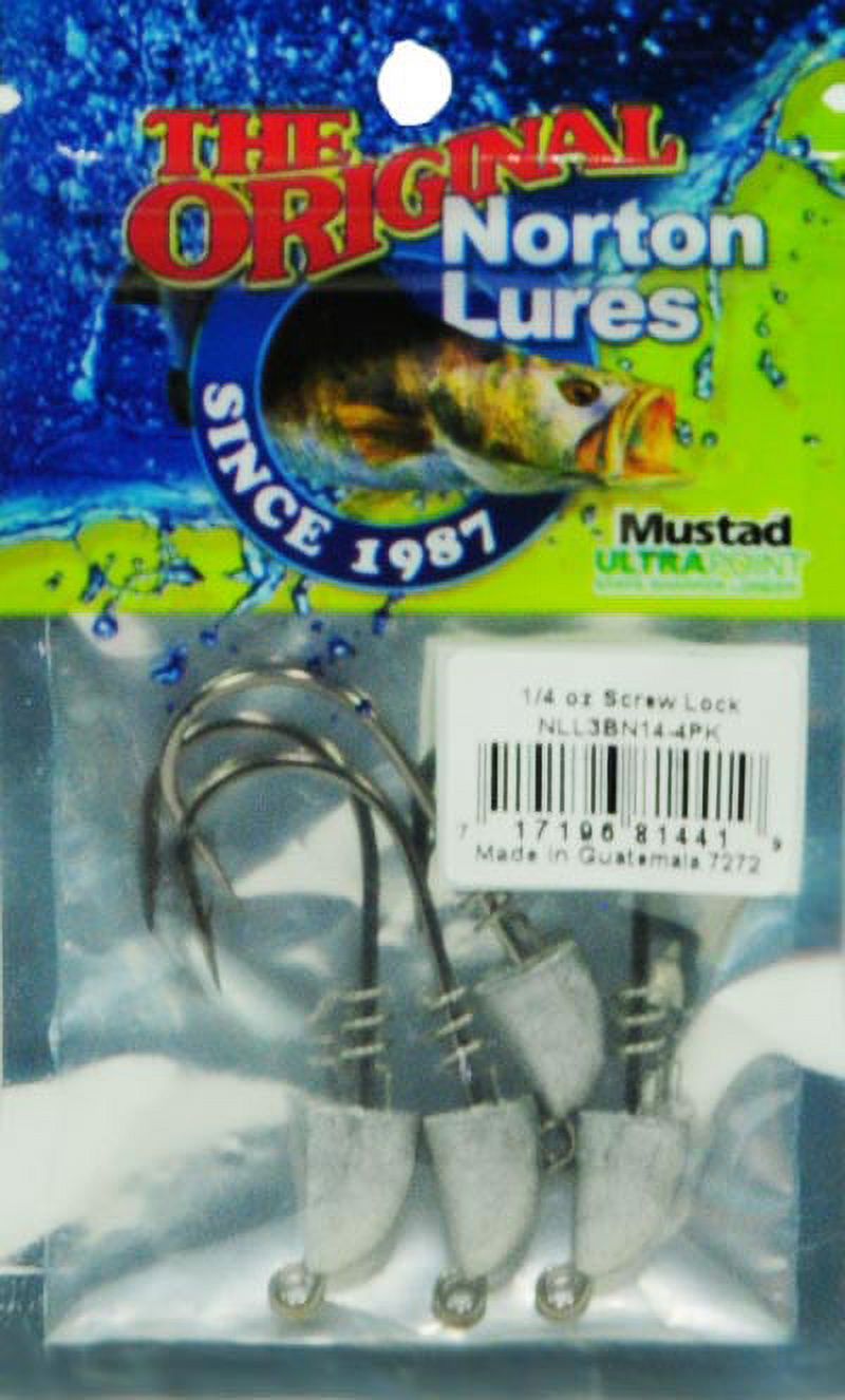 Norton Lazer Lock Shad Head, Black Nickel, 1/4 oz, 4 Piece