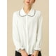 thumbnail image 2 of Blusa De Manga Larga Con Cuello Peter Pan Y Volantes Para Mujer Blanco XL, 2 of 6