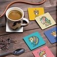 thumbnail image 3 of Inkdotpot Set of 6 Drink Coasters Easy Clean 4-inch SquareCoastersCork Base-Reusable- Unicorn, 3 of 8