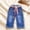 A Blue, variant on ITSAME Jeans for Girls, with Large Pocket Elastic Waist Drawstring Casual Wide Leg Denim Pants Blue 4-5T