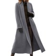 thumbnail image 2 of Joernso Women Winter Overcoat Open Stitch Turn-down Collar Long Sleeves Windbreaker Loose Cardigan Calf Length Outdoor Woolen Coat, 2 of 7