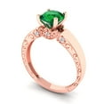 thumbnail image 2 of Solitaire with Accents Engagement Ring for Women - 1.06ct Simulated Emerald in 18K Rose Gold Promise Ring, 2 of 6