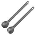 thumbnail image 1 of Cuchara Spork de mango largo de titanio con cuenco pulido Cubiertos para acampar al aire libre (1 pieza, negro plateado ZefeiWu 8390605593192, 1 of 1