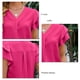 thumbnail image 5 of Blusa plisada de manga corta con volantes y cuello en V para mujer, camisa de manga corta a la moda suave y agradable para la piel, Top rosa rojo XL, 5 of 6