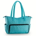 thumbnail image 3 of KIOTA Beauty Bag - Ideal for Bottles - Makeup Brush Storage Pocket and Outer Pockets - Quilted Finish Shoulder Bag Cosmetic Organizer - Aqua, 3 of 9