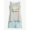 Joyspun Women's Print Tank Top and Shorts Pajama Set, 2Piece, Sizes S