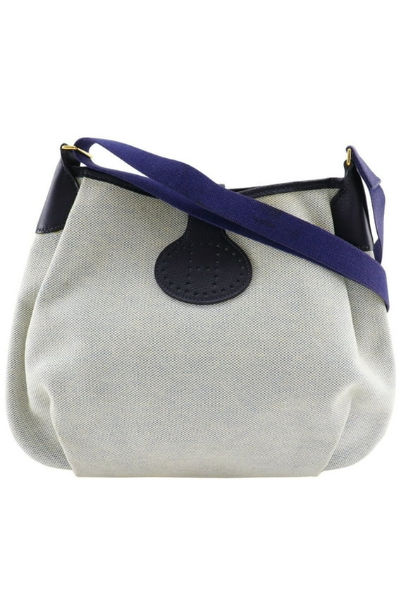Pre-Owned Hermes Rodeo Shoulder Bag Toile H 1999 Gray/Navy C A5 Snap Button Women's (Fair)