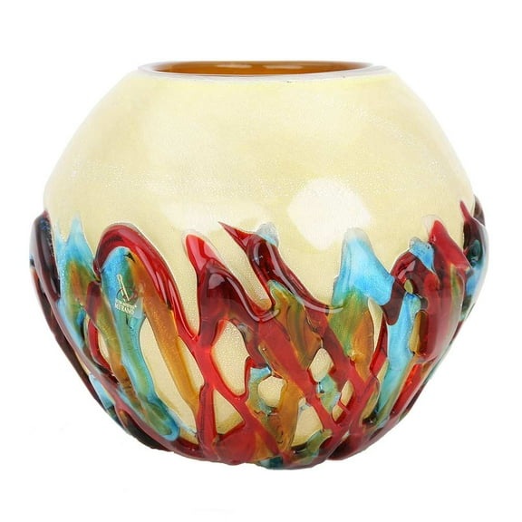 GlassOfVenice Murano Glass Vesuvio Round Vase