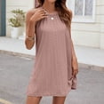 thumbnail image 4 of Uscallm Women's Halter Sleeveless Eyelet Hollow Out Boho Mini Party Dresses Flowy Casual Short Dress for Summer Beach Sunset Outfits, Pink XL, 4 of 7