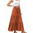thumbnail image 2 of Women's Spliced Pleated Midi Pockets or Skirt for Casual Tangerine Color S, 2 of 8
