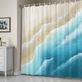 thumbnail image 5 of Light Blue Beige Beach Shower Curtain, Abstract Gradient Sandy Ocean Waves Waterproof Shower Curtain Set with 12 Hooks Lightweight Bath Curtains Fabric Bathroom Decor 36x72 Inches, 5 of 9