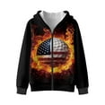 thumbnail image 4 of Xoenoiee Golf Fire American Flag Print Fleece Full Zip Hoodies for Kids Boys Activewear Autumn Winter Long Sleeve Hooded Sweatshirt Lightweight Hooded Jacket Sports Shirt with Pocket, S, 4 of 7