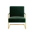 thumbnail image 3 of Finn Green/Gold Velvet Accent Chair - Square Arm, Stainless Steel Frame, 3 of 10