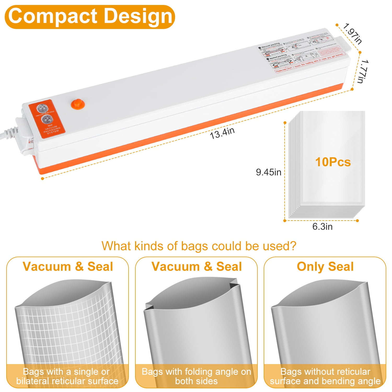Electric Vacuum Sealer Machine Household Automatic Food Vacuum Sealer Quick Sealing System Machine For Fresh Food Dry Moist Food