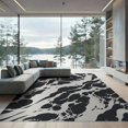 thumbnail image 2 of ODIKA 6'x9' Black White Waves Abstract Design Washable Area Rug Dynamic Flowing Pattern for Modern Spaces Non-Slip, Chair-Friendly, for Dining Room, Under Table, Office Décor, 2 of 7