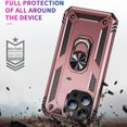 thumbnail image 2 of Allytech Rugged Case for iPhone 15 Pro, Military Grade Protection Shockproof Non-Slip Cover with Metal Rotatable Ring Stand, Magnetic Car Mount Holder Fashion Case for iPhone 15 Pro - Rosegold, 2 of 7