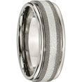 thumbnail image 4 of Titanium Polished /Stone Finish Center Grooved Edge Sterling Inlay Band, 4 of 9
