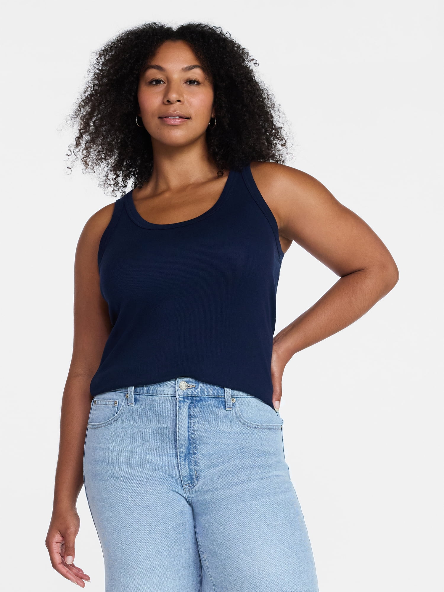 Time and Tru Women's Ribbed Tank Top, Sizes XS-XXXL