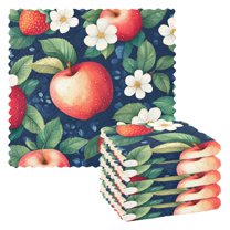 Yayeee 6 Pack Kitchen Dishcloths for Washing Dishes Soft Absorbent Microfiber Towels, Blue Apple Pattern