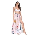 thumbnail image 2 of FORMRS Womens Long Sarong Beach Wrap Semi-Sheer Bikini Skirt Bathing Swimsuit Cover Up, Blue Christmas Santa, 2 of 7