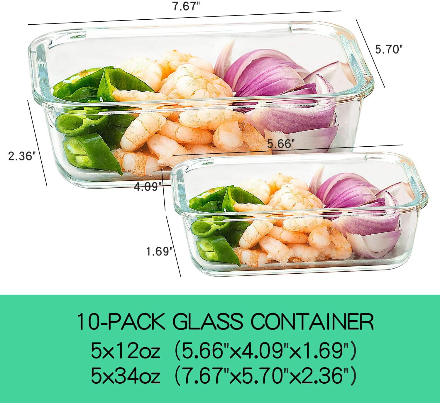 YANGNAY 10 Pack Glass Meal Prep Containers with Steam Vent, Food Storage  Containers with Airtight Lids, Dishwasher/Microwave/Oven/Freezer Safe Glass